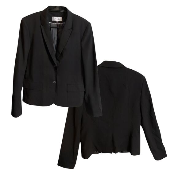 Calvin Klein Jackets & Blazers - CALVIN KLEIN Blazer Jacket Women's Size 10 Black Lined Stretch 2 Buttons